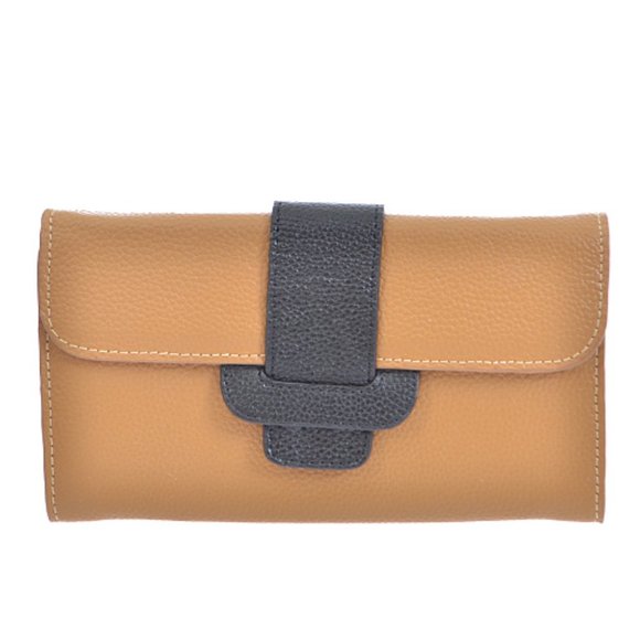 BLACK LEATHER TWO TONE WALLET OR CLUTCH - Picture 13 of 16